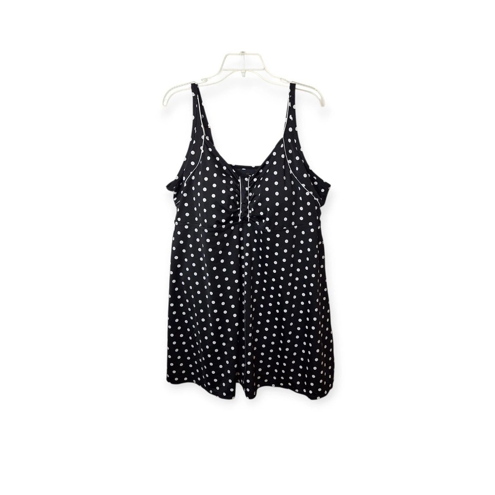 Swimsuits For All Womens One Piece Skirted Swimsuit Size 26 Black Polka Dot Pool